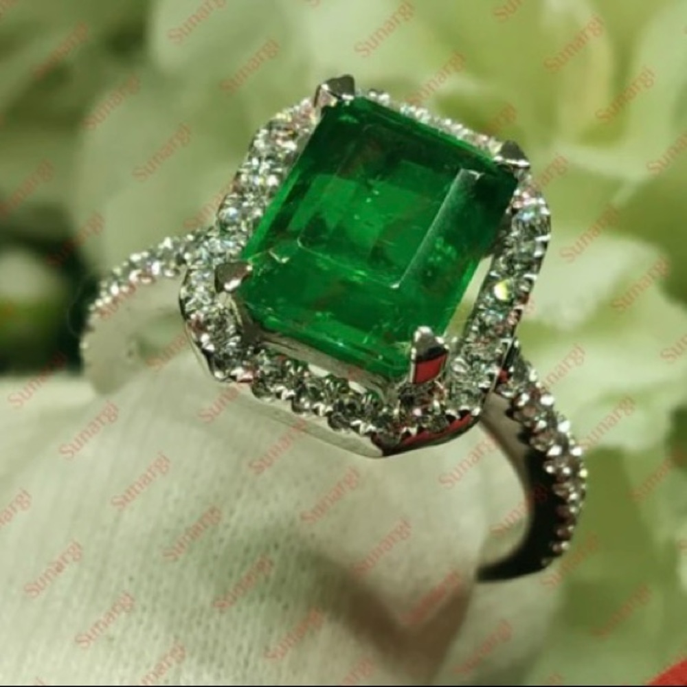 Custom sized ring - emerald and sterling silver size 7